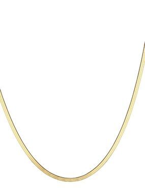 14K Solid Yellow Gold Thin Herringbone Necklace 3.2mm (16"-18")